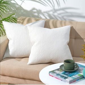100% Cotton Waffle Weave Euro Shams 26" x 26", 2 Pack Elegant Home Decorative
